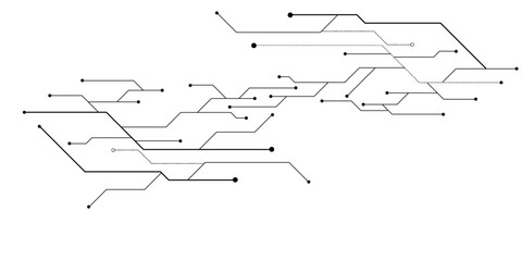 Vectors White Abstract geometric dots and lines connection circuit concept. Hi tech digital connect, communication, High technology concept.