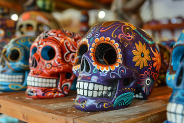 Fototapeta premium Beautiful greeting card with bright holiday composition for happy to joy celebrate dia de muertos
