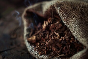 Fototapeta premium A pile of dried tobacco leaves, often used in the production of cigars.