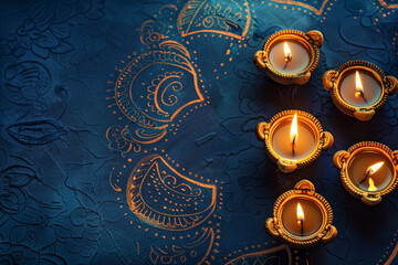 Beautiful greeting card with bright holiday composition for happy and celebrate Diwali