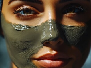 Fototapeta premium Portrait of a Woman Receiving Spa Facial Treatment
