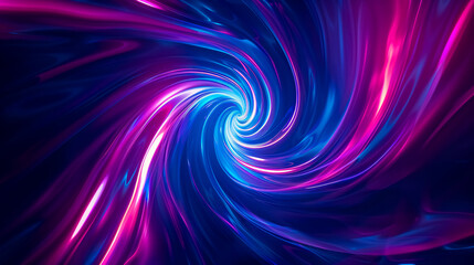 Obraz premium An abstract blue and purple dynamic background featuring vivid neon swirl lines, evoking a futuristic light effect.