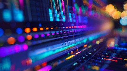 A computer screen displaying a video editing timeline with various audio tracks.