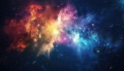 Naklejka premium Colorful Nebula with Scattered Stars in a Dark Night Sky