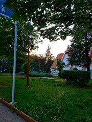 view of a church from the park