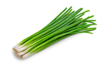 Fototapeta premium Fresh green onions isolated on white background