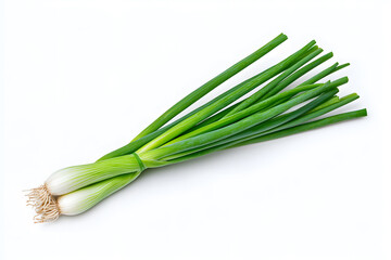 Fresh green onions isolated on white background