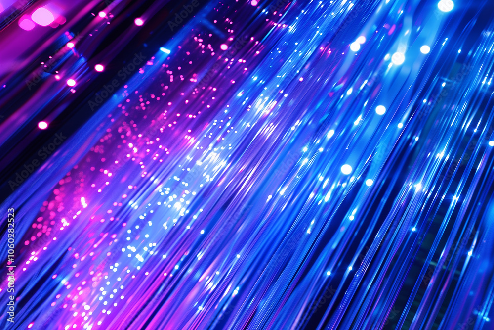 Poster dynamic tech background with cascading computer code and digital light trails, illuminated by electr