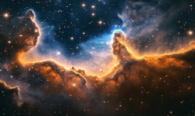 Obraz premium Glowing nebula with stars and dust.