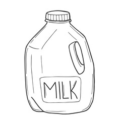 Vector outline bottle milk icon. Milk gallon vector sketch. Dairy product in plastic packaging.