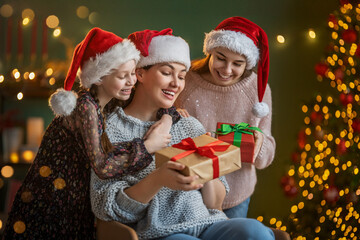 family celebrating Christmas