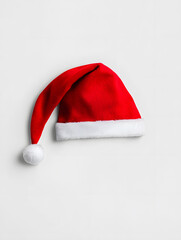 Red Christmas Santa Claus hat, isolated on white background