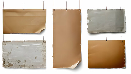old torn and grunge poster paper sheet announcement sign hanged as empty blank mockup page t
