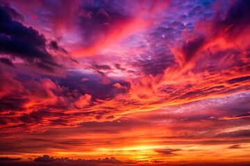 Fototapeta premium Red and violet clouds in evening sky