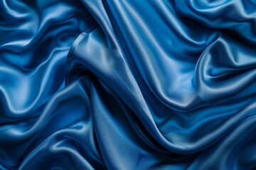 Fototapeta premium Image of Blue silk fabric drapery material. Texture for background usage