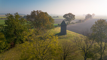 Old wooden windmill, bird's eye view