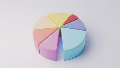 Obraz premium 3D isometric pie chart, bright colors, white background