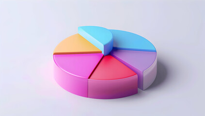 Obraz premium 3D isometric colorful pie chart, white background
