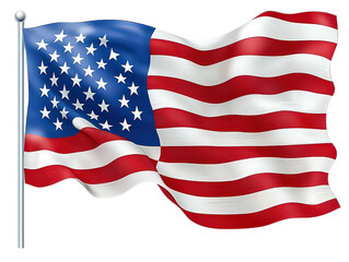Obraz premium Waving United States flag with stars and stripes, representing American pride, patriotism, freedom, and national identity.