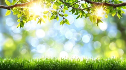 Obraz premium Natural green grass field background for outdoor wallpaper with light and fresh atmosphere