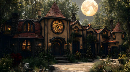Obraz premium Enchanted Cottage Illustration