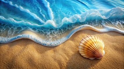 Fototapeta premium Seashell and wave pattern in nautical colors, perfect for panoramic views
