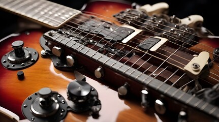Electric guitar close up of pickups and bridge.generative.ai
