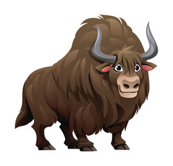 Yak cartoon vector illustration isolated on white background
