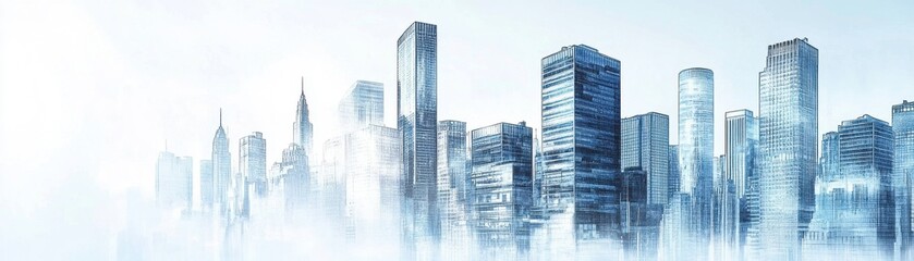 Fototapeta premium Majestic Cityscape: A Panoramic View of Towering Skyscrapers