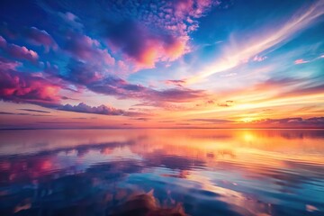 Obraz premium Soft pinks and blues dominate the sky as sunset brings warmth to the landscape, softcolors, clouds