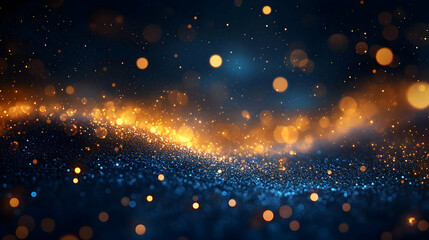 Obraz premium Abstract Background - Blue And Gold Glitter Bokeh