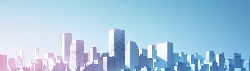 Obraz premium Breathtaking Urban Skyline Against a Pastel Sky