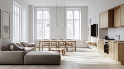 Fototapeta premium Modern Minimalist Living Room.