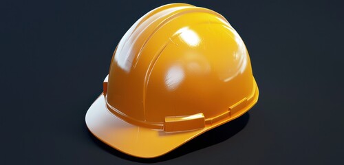 Fototapeta premium Detailed 3D icon of a safety helmet, focusing on protective features.
