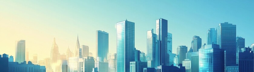 Fototapeta premium Stunning Cityscape Under a Bright and Sunny Sky