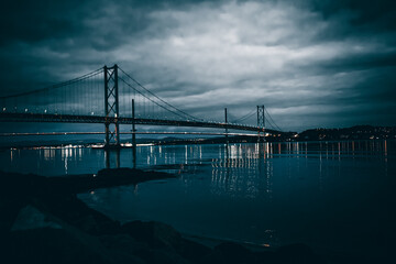 Impressive architecture of Forth Road Bridge in Edinburgh