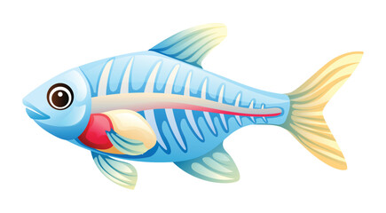 X-ray fish cartoon vector illustration isolated on white background