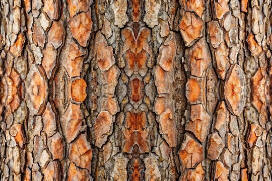 Symmetrical embossed texture of pine tree bark