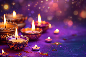 Beautiful greeting card with bright holiday composition for happy and celebrate Diwali