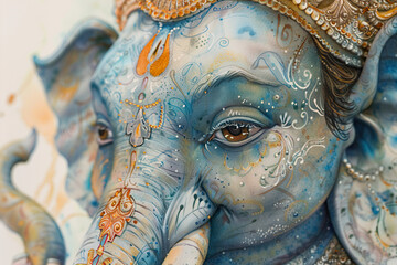 Obraz premium Beautiful greeting card with bright holiday composition for happy celebrate Ganesh Chaturthi