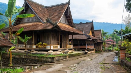 Traditional Indonesian house style in the village