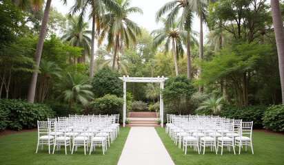 serene tropical setting serves neutral backdrop special occasions