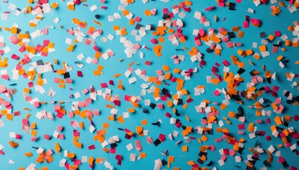 Colorful confetti scattered on a blue background. Perfect for celebrations and events.