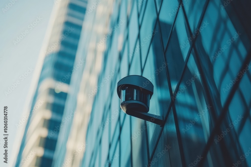 Aufkleber the exterior of a contemporary office building featuring multiple surveillance cameras monitoring ac