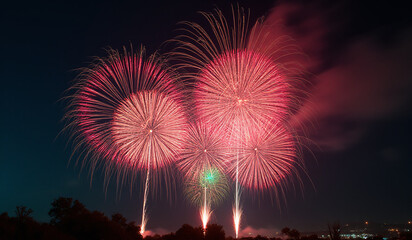 dark sky filled colorful fireworks explodes night atmosphere