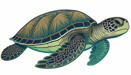 Sea turtle isolated on white background