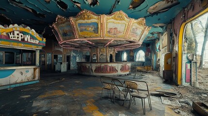 Naklejka premium Abandoned Carnival interior
