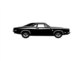 restomod vintage retro classic muscle car silhouette logo icon