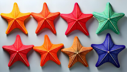 Obraz premium Set of colorful starfish in vivid colors, cut out