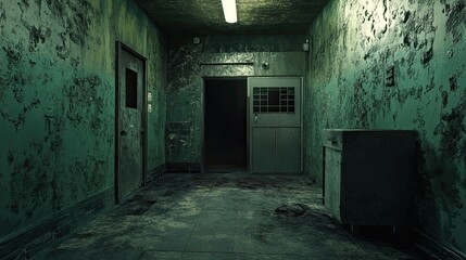 Obraz premium Abandoned Interrogation Room interior 